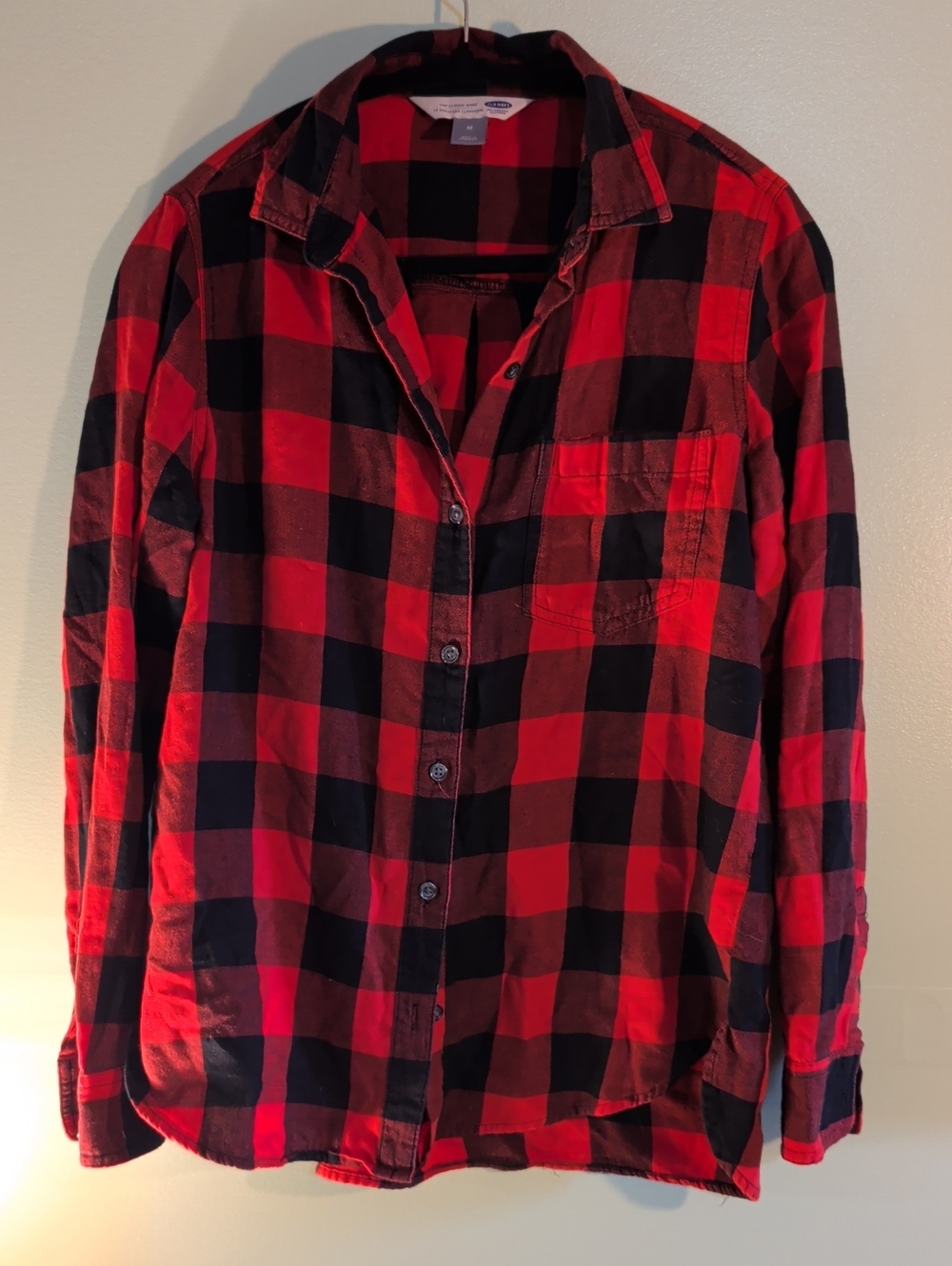 Old Navy Red and Black Plaid Button-Down Flannel
